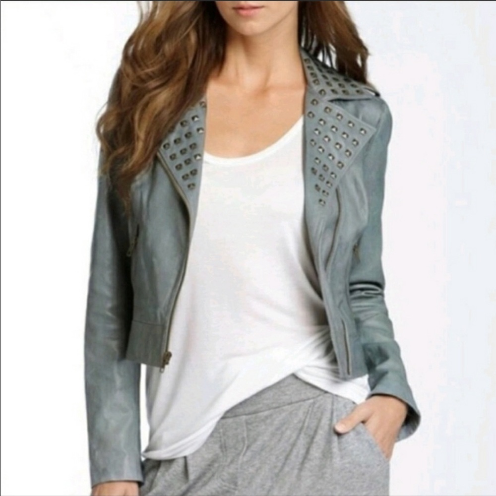 Trouve Studded leather motorcycle jacket